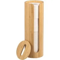 eluno Toiletten-Ersatzrollenhalter Aufbewahrung für 4 Ersatzrollen rund aus Bambus (1-St), mit Deckel