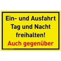 König Werbeanlagen Hinweisschild Schild Ein- und Ausfahrt, PVC 30 x 20 cm, Tag und Nacht freihalten A