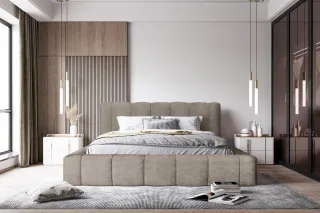 Polsterbett Doppelbett HAILEY 140x200cm Komplettset in Stoff Sometimes Dunkel...