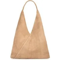 Caspar Schultertasche große Damen Wildleder Hobo Handtasche - PREMIUM LINE - Modell No.863, 100% italienisches Wildleder, samtig weich, angenehmer Tragekomfort