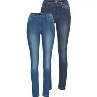 Arizona Jeansjeggings (Packung, 2er-Pack) enge Passform, Röhrenjeans, Used-Look-Waschung, hohe Leibhöhe