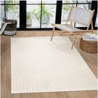 Paco Home Teppich Luzern 652, rechteckig, Höhe: 13 mm, Kurzflor, Uni Farben, Hoch-Tief-Struktur, Scandi Design