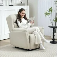 HOMCOM Relaxsessel Fernsehsessel Liegesessel mit Liegefunktion und Fußstütze (TV-Sessel mit Taschenfederkern, 1-St., Ruhesessel), für Wohnzimmer, Schlafzimmer, Beige