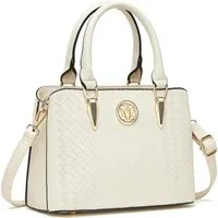 LuxusKollektion Handtasche Handtasche Damen Henkeltasche Lychee Muster Innentaschen 1-3 Beige