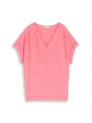 Tom Tailor - Loose Fit Bluse mit V-Ausschnitt soft fuchsia pink - Gr. - 34