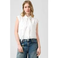 QS Blusentop Bluse Ärmellose Bluse mit Schluppen-Detail