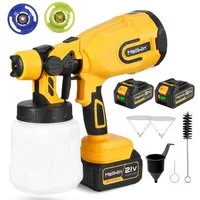 MELLWIN Farbsprühgerät Akku Farbsprühsystem 1200 ml HVLP Farbsprühgerät mit 2X Akkus, (1-tlg), 3 Düsen, für Gartenzaun,Wände,Möbel,Decke
