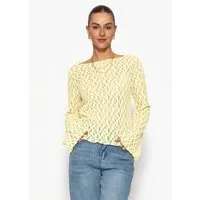 SASSYCLASSY Langarmshirt Spitzenshirt mit weiten Ärmeln für Damen Elegantes Langarmshirt mit floralem Muster in leichter Transparenz