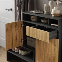 Vicco Schuhschrank Selena, Anthrazit/Eiche, 125 x 102 cm (1-St) mit Sitzbank