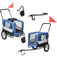 pro.tec Fahrradhundeanhänger, 2 in 1 Transportanhänger Lastenanhänger Jogger 143x67x96 cm Blau
