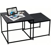 BIGTREE Couchtisch 2er Set Wohnzimmertisch Set Quadratisch Wohnzimmer Tisch (Set, 2er Set), 60×60×50 cm und 50×50×40 cm.