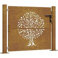 vidaXL Gartentor Gartentor 100x100 cm Cortenstahl Baumdesign