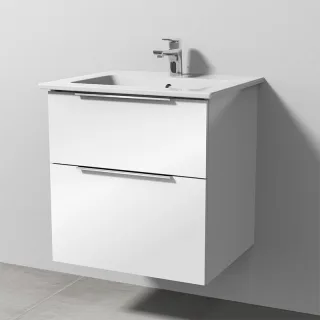 Sanipa 3way Keramik-Set Venticello Keramik-Waschtisch und Unterbau mit 2 Auszügen, Weiß-Glanz UF32178