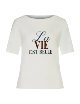 MORE & MORE - Shirt mit Print weiß - Gr. - 38