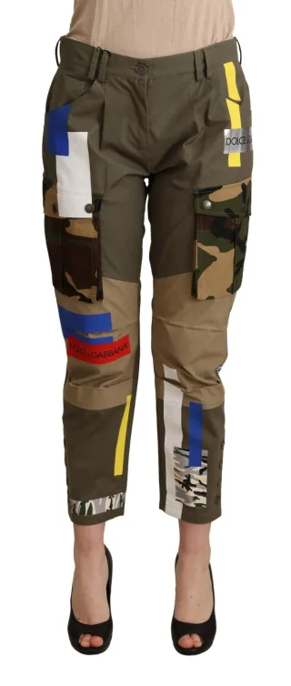 Multicolor Camouflage Patchwork-Hosen Pan72085