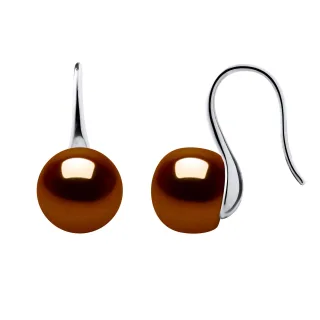 Ohrringe Haken Süßwasserperlen 9-10 mm Chocolate Buttons 925