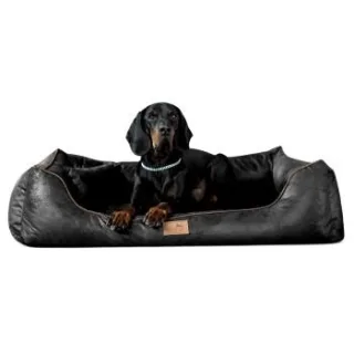 Tierlando ALBERTO ORTHO Orthopädisches Hundebett mit Velours Vintage schwarz 1,2 m, 25 cm, 85 cm
