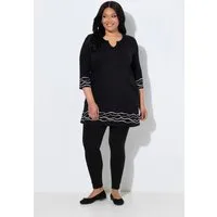 Ulla Popken Longshirt Longshirt Motivdruck Tunika-Ausschnitt 3/4-Arm