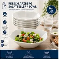 Retsch Arzberg Salatteller & Bowl-Teller aus Porzellan Ø 24 cm, (6 St), Große Tiefe-Teller für Bowls, Pasta, Beilagen & Dessert