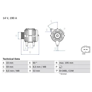 Bosch Lichtmaschine 190A Mercedes C-Klasse E-Klasse Glc 0986082140