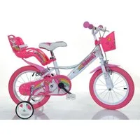 Dino Bikes Kinderfahrrad 16" Unicorn Einhorn Kinderfahrrad Mädchenfahrrad Freilauf 4–7 Jahre, 1 Gang, mit Stützrädern, Korb und Puppensitz