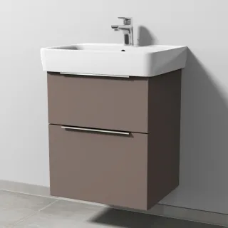 Sanipa 3way Waschtischunterbau zu Geberit Renova Plan Waschtisch mit 2 Auszügen, Taupe-Matt UP8741T