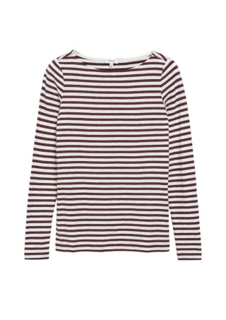 s.Oliver Red Label - Gestreiftes Langarmshirt rot/beige - Gr. - 34