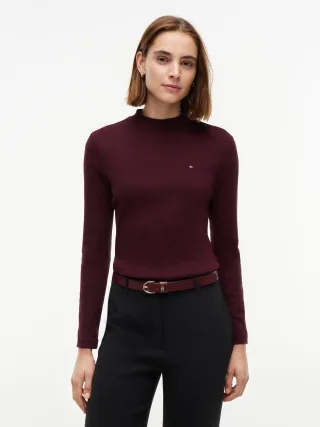 SLIM CODY MOCK-NK LS TEE Deep Burgundy - Gr. - L