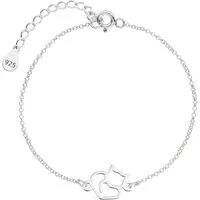 SCHOSCHON Armkette Armkette Katze Herz 925 Silber - Armband Kätzchen Charm Katzenanhänger, Schmuck für Katzenliebhaber