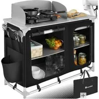 tectake Campingtisch Campingküche Luxus mit Aluminiumgestell und 4 Fächern (1-St., 1 tlg), Vielseitige Aufbauküche mit Aluminiumgestell