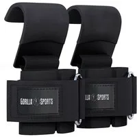 GORILLA SPORTS Trainingshilfe Zughilfen mit Haken 2-er Set Schwarz/Weiß
