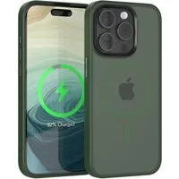 EAZY CASE Handyhülle Outdoor Case MagSafe Matt für Apple iPhone 15 Pro 6,1 Zoll, Qi Charging kompatibel Magsafefunktion Slimcover Displayschutz Grün