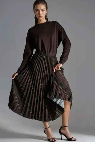 Gemusterter Faltenrock Maxi