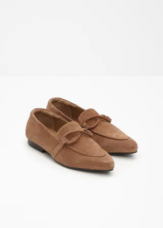 bonprix Loafer aus Veloursleder, braun, Gr.38, Schöner Loafer aus Veloursleder