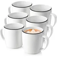 SÄNGER Becher Set Marlo, 6-tlg., Porzellan, Weiß mit schwarzen Akzenten, 6 tlg. Black Rim, PREMIUM COLLECTION