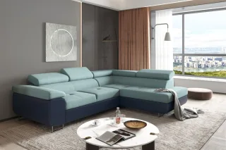Ecksofa Sofa JADE Stoff Soft / Ontario Blau-Meeresgrün mit Schlaffunktion Ott...