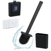relaxdays WC-Garnitur Toilettenbürste zur Wandmontage, (1-tlg), schwarz
