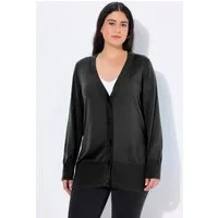 Ulla Popken Strickjacke Strickjacke V-Ausschnitt Knopfleiste Feinstrick