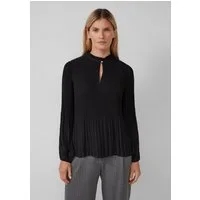 s.Oliver Langarmbluse Bluse Plissierte Bluse aus Crêpe mit Stehkragen