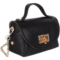 MIRROSI Henkeltasche Damen kleine Tasche aus Echtleder Schultertasche 16,50x10x8,50 cm, Mit goldfarbener Kette, ca. 125 cm lang