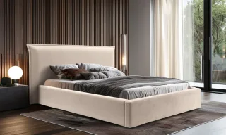 Polsterbett Doppelbett Bett AMADA 180x200cm in Stoff Pop Beige