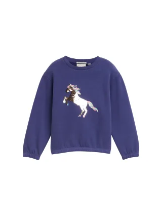 tom tailor kids - Cropped Sweatshirt mit Wendepailletten dark blue harbor - Gr. - 92/98