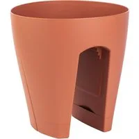 Engelland Blumentopf Geländertopf mit Wasserauffangschalen (Vorteils-Set, 1 St., Fassungsvermögen 9 Liter je Topf), UV-beständig, wetterfest, frostbeständig, ideal für Geländer/Zäune
