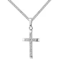 JEVELION Kreuzkette Anhänger-Kreuz - Pflanzen-Ornament-Verzierung 925 Sterlingsilber (Silberanhänger, für Damen und Mädchen), Mit Silberkette 925 - Länge wählbar 36 - 70 cm oder ohne Kette.