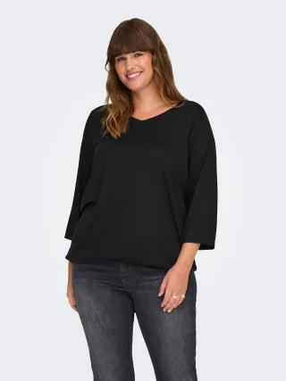 ONLY CARMAKOMA 3/4-Arm-Shirt "CARCARLINNE V-NECK 3/4 TOP JRS BF"