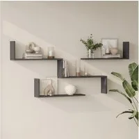 en.casa Wandregal, Set 3-tlg., »Vepinshul« modular Anthrazit