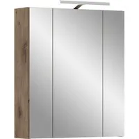 welltime Spiegelschrank FLORENZ, inkl. Beleuchtung, Breite 60 cm, 3 Spiegeltüren (TOPSELLER) in verschiedenen Farben erhältlich, Badmöbel, Badschrank, Schrank, Bad