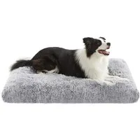 FEANDREA Hundebett Hundekissen, flauschige Hundematte, 105 x 68 cm, Ombré-Grau, langer Plüsch, weiche Polsterung, waschbar, multifunktional