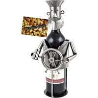 BRUBAKER Weinflaschenhalter Schiffskapitän Flaschenhalter, (inklusive Grußkarte), Metall Skulptur, Wein Geschenk, Kapitän Weinhalter
