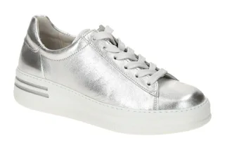 Gabor 86.395.10 Damen Halbschuhe Silber Echtleder Comfort Sneaker